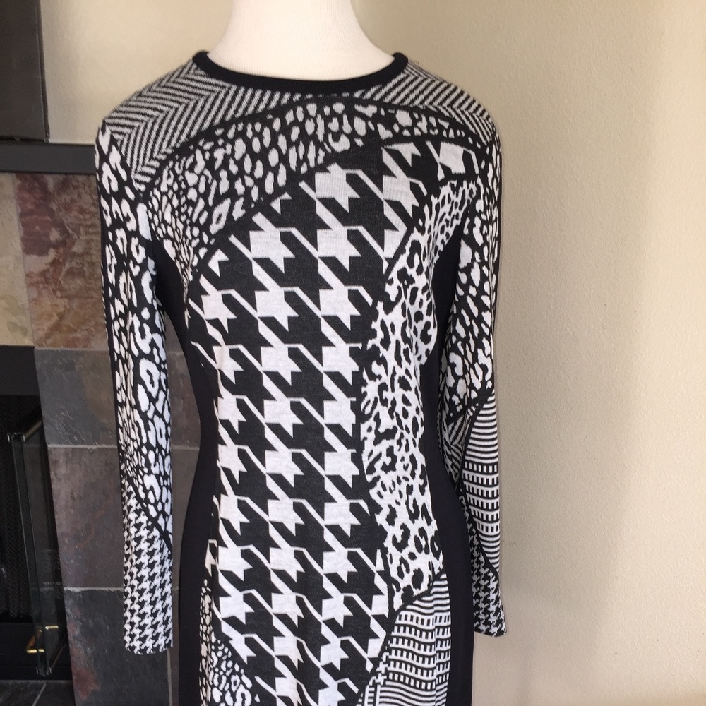 Joseph Ribkoff Black Gray Geo Dress Size 12